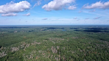 survol des lacs suédois dans la région de Dalécarlie, Scandinavie