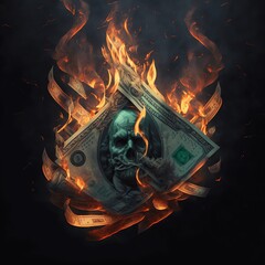 Money on Fire Created with Generative AI