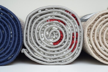 Specially designed carpet, carpet detail in roll form.
