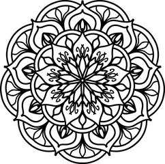 Flower mehndi pattern for Henna drawing and tattoo.Mandala coloring book simple and basic for beginners, seniors and children. 