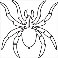 Vector, Image of spider icon, black and white in color, with transparent background