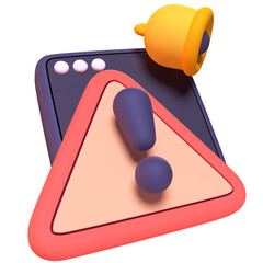 Alert in 3D render for graphic asset web presentation or other