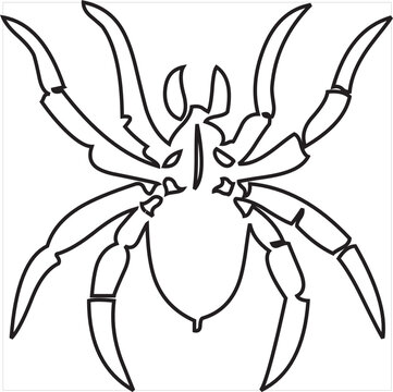 Vector, Image of spider icon, black and white in color, with transparent background