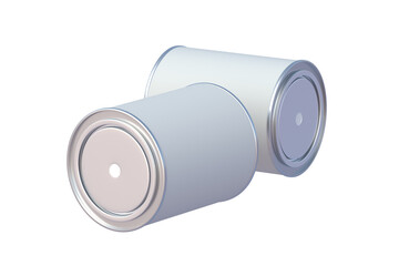 Scattered paint cans isolated on white background. 3d render