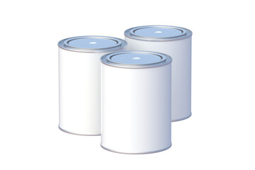 Paint cans isolated on white background. 3d render