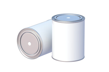 Paint cans isolated on white background. 3d render