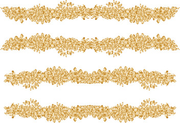 金色の花びらで飾られたフレーム　罫線　枠線