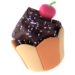 Cupcake in 3D render for graphic asset web presentation or other