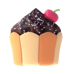 Cupcake in 3D render for graphic asset web presentation or other