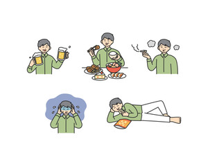 生活習慣を引き起こす習慣のイメージイラスト素材