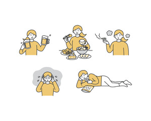 生活習慣を引き起こす習慣のイメージイラスト素材