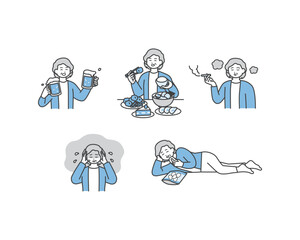 生活習慣を引き起こす習慣のイメージイラスト素材