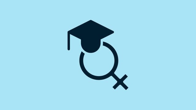 Blue Teacher icon isolated on blue background. 4K Video motion graphic animation