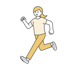 ランニングをする女性のイラスト素材
