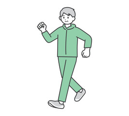 ウォーキングをする男性のイラスト素材