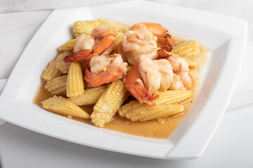 Stir Fried Baby Corn with Shrimp