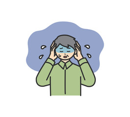 ストレスに悩む男性のイラスト素材
