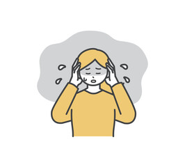 ストレスに悩む女性のイラスト素材