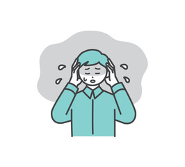 ストレスに悩む男性のイラスト素材