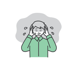 ストレスに悩む男性のイラスト素材