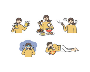 生活習慣を引き起こす習慣のイメージイラスト素材