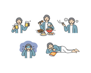 生活習慣を引き起こす習慣のイメージイラスト素材