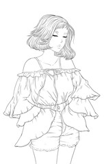 drawing women short hair style