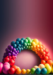 Realistic Balloons Decorated Rainbow Style Illustration.