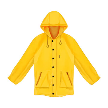 yellow rain coat digital drawing with watercolor style illustration