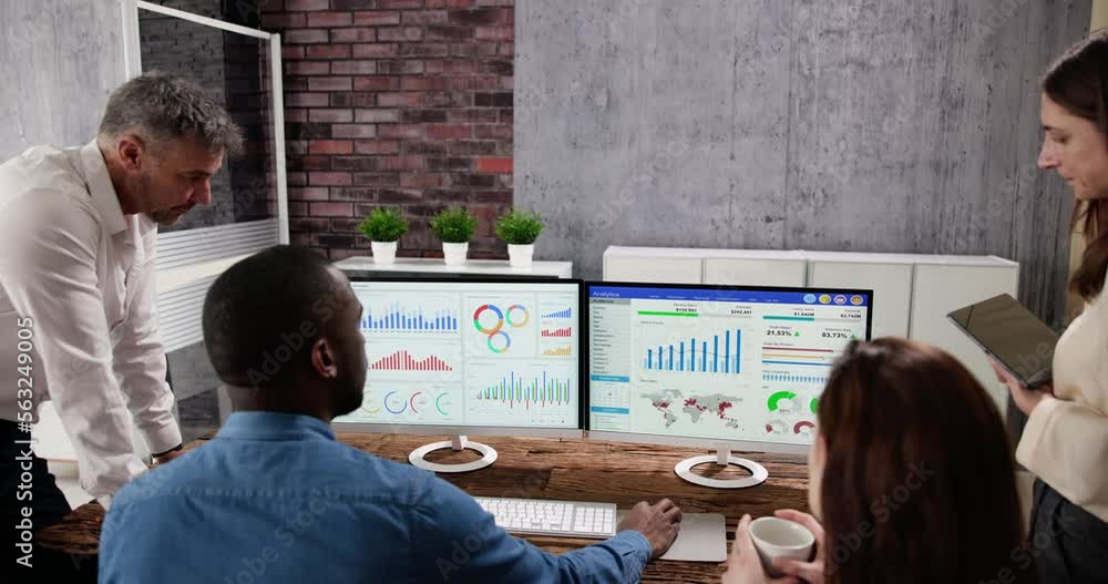 Poster business data analytics on computer monitor
