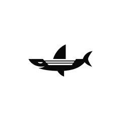 Shark combination with boat. Creative logo design.