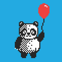 Cute panda with red balloon