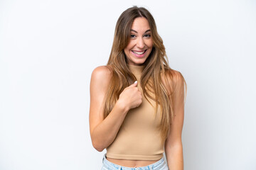 Fototapeta premium Young caucasian woman isolated on white background with surprise facial expression