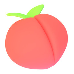 Peach in 3D render for graphic asset web presentation or other