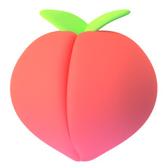 Peach in 3D render for graphic asset web presentation or other