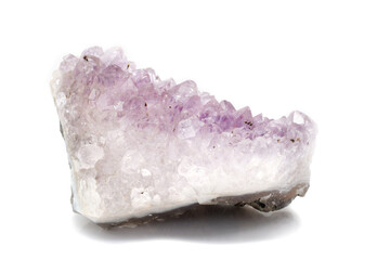 Amethyst mineral stone closed up isolated on white