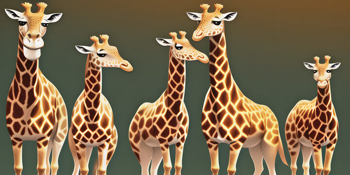 A smooth 3D render of a cute Giraffe character with a smile