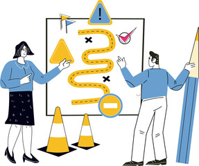 Driver license exam and Traffic rules studying in driving school scene. Driving license learning