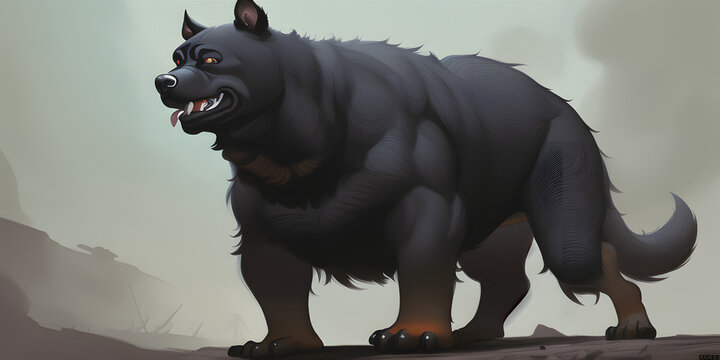 An Epic Cartoon Illustration And Digital Painting Of A Rottweiler