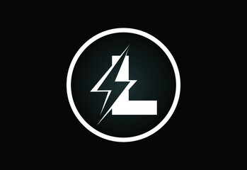 Initial L letter logo design with lighting thunder bolt. Electric bolt letter logo vector