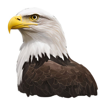 bald eagle head digital drawing with watercolor style illustration