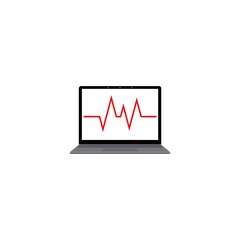 Laptop with cardiogram icon isolated on white background
