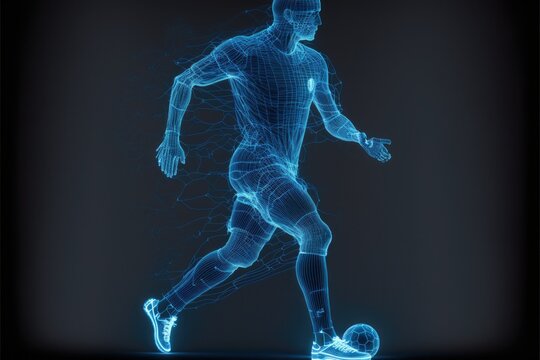 Blueprint effect of footballer in action