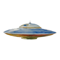 ufo ship digital drawing with watercolor style illustration