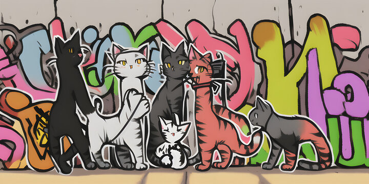 A cartoon graffiti drawing of a Cat
