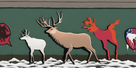 A cartoon graffiti drawing of a Elk