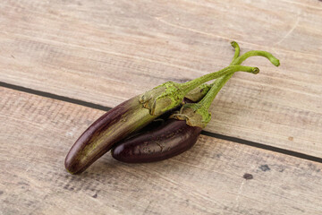Baby organic purple eggplant heap