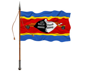 National flag  of Eswatini. Background  with flag  of Eswatini