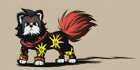 Fototapeta premium A cartoon graffiti drawing of a Shih Tzu
