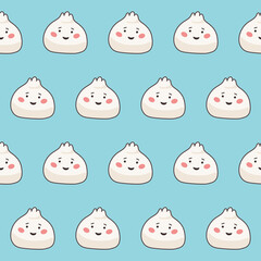 Asian Food Doodle Kawaii Symbol Wrapping Paper Print Textile Fabric Seamless Swatch Funny Asian Sushi Food Sign Seamless Pattern 